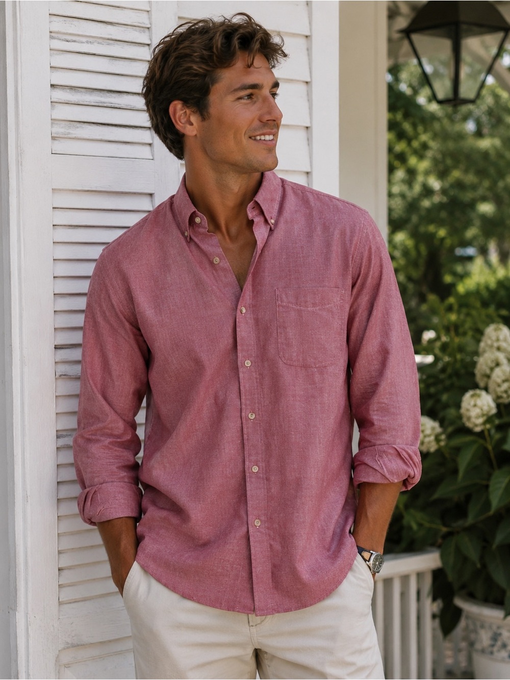 L.L.Bean Heathered Red Cotton Oxford Button Down Shirt Men’s XXL Classic Fit